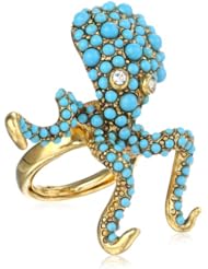 Kenneth Jay Lane Antique Gold and Dots Octopus Adjustable Ring, Size 7-9