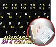 ROMANIAN KEYBOARD STICKERS WITH YELLOW LETTERING ON TRANSPARENT BACKGROUND