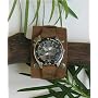 Aged Top Grain Brown Leather 2 Inch Wide Rivet Watchband / Wristband....