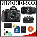 Nikon D5000 Digital SLR Camera with 18-55mm VR Lens, Tamron 70-300mm Zoom, 16 GB Memory Card, Spare EN-EL9 Battery, Case, Cameta Bonus Accessory Kit