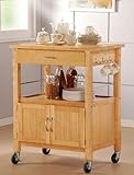 Kitchen Island Cart with Wood Top Light Oak Finish