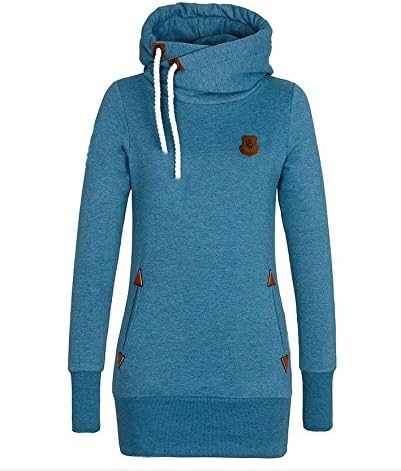 W&amp;C Women's Full Winter Funnel Neck Pullover Hoodie Sweatshirt (US L=Tag 2XL, Blue)