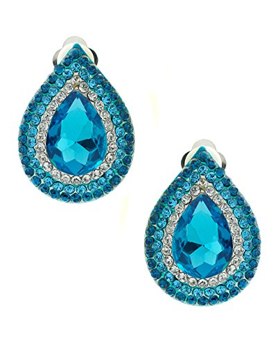 Women's Evening Pointy Teardrop Stone Fashion Clip On Earrings