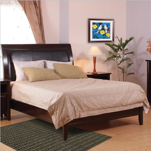 Queen Modus City II Leatherette Upholstered Low Profile Sleigh Bed in Coco Finish