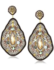 Miguel Ases Leather and Abalone Large Tear Drop Earrings