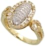 14k Gold Oval-shaped Ring, w/ 0.72 Carat Brilliant Cut Diamonds, 9/16 in. (15mm) wide
