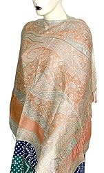 Silk Shawl in Blend Wool Wraps India 72 x 27 inches (jwstl492)