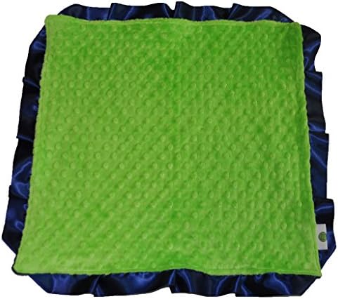 Cozy Wozy Signature Lime Minky Lovie with Navy Satin Trim