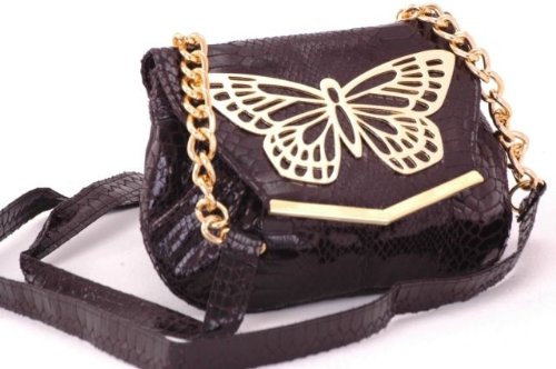 EyeCatchBags - Butterfly Croc Style Shoulder Bag Black