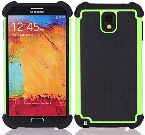 Note 3 Case,Evily Dual Layer Impact Heavy Duty Rugged Hybrid Hard Case Cover for Samsung Galaxy Note 3 Green/Black