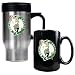 Boston Celtics NBA Stainless Steel Travel Mug & Black Ceramic Mug Set - Primary Logo by Great American Products
