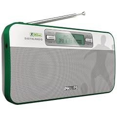 Philips AE9011/02 Tragbares 90elf-Fu�ball Digitalradio mit DAB/Digitalradio, 20 voreingestellte Sender (wei�/grau/gr�n)