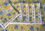 Tilonia Home: Table Linen & Napkin Set for 6 - Tropical Blue Floral