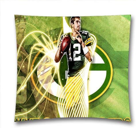 Attractive Pillow Case,NFL Green Bay Packers Aaron Rodgers Pattern Decorative Pillow Cover - Cotton Linen Square Throw Pillow Case - Size:18X18 inch/(45cm x 45cm)