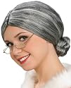 Halloween Costume Accessories Adult Wigs Womens Grandma Granny Grey Old Lady Wig Theme Party