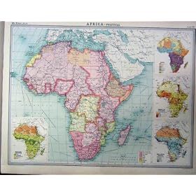 1920 AFRICA POLITICAL MAP RACES RAINFALL