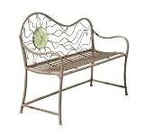 CBK Ltd 44-Inch L Garden Bench with Glass Sunface Medallion