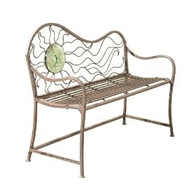 CBK Ltd 44-Inch L Garden Bench with Glass Sunface Medallion by 