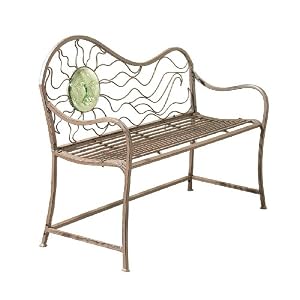 CBK Ltd 44-Inch L Garden Bench with Glass Sunface Medallion by 