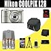 Nikon COOLPIX L28 20.1 MP Digital Camera with 5x Zoom (Silver) 2600 mAh 4 AA Pack NiMH Rechargeable Batteries and Charger + 16GB SDHC Class 10 Memory Card + Carrying Case + SDHC Card USB Reader + Memory Card Wallet + Deluxe Starter Kit Bundle DavisMAX Accessory Kit