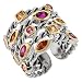 Multi Gem CZ Pink Confetti Cable Silver Ring