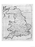 Map of England and Wales Showing Kingdoms of Saxon Heptarchy Giclee Poster Print, 42x56