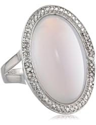 White Bronze Chalcedony Diamond Ring