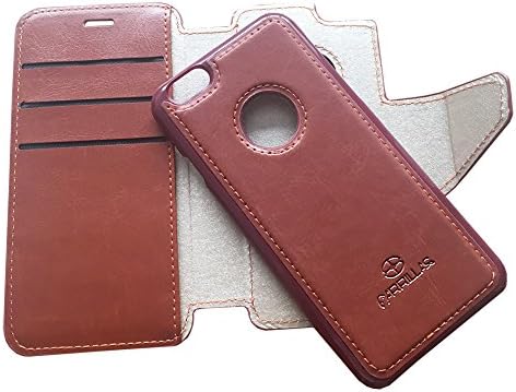 iPhone 6 Case, Carrillas iPhone 6 4.7" Wallet Case [Layered Dandy 2 in 1 style][Black] - [Strong Magnet Back Cover] Premium Soft PU Leather Wallet Cover Leather Detachable Magnetic Card Pockets Purse Case for Apple iPhone 6 4.7 Inch （Brown)