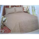 3pc 100% Cotton Full Queen Taupe Fully Quilted Bedspread Coverlet Quilts Set by FineHome