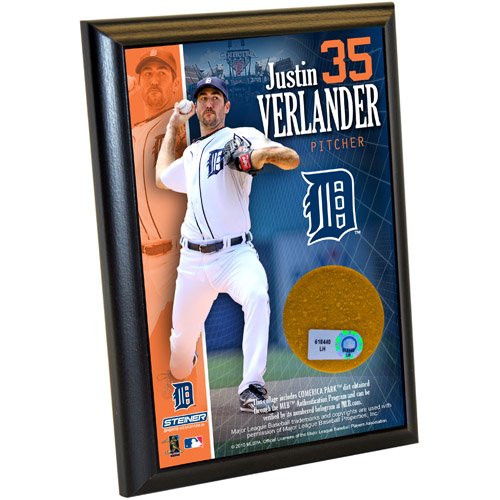 MLB Detroit Tigers Justin Verlander 4-by-6-Inch Dirt Plaque