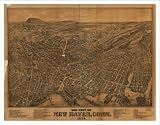 Historic New Haven, Connecticut, c. 1879, Bird's Eye View Map, Unframed, S-MU