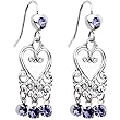 Tanzanite Crystal Bleeding Hearts Chandelier Earrings