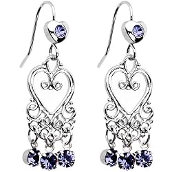 Tanzanite Crystal Bleeding Hearts Chandelier Earrings
