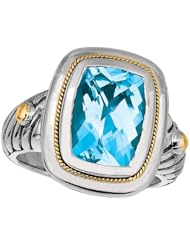 Designer Phillip Gavriel 18k Gold & Sterling Silver Collection Blue Topaz Ring, Size 8