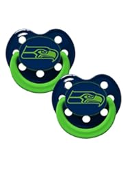 Sports: NFL Football Team Logo Baby Infant Glow In The Dark Pacifier 2-Pack (Seattle Seahawks) - Baby Fanatic