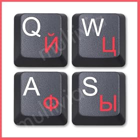 Russian Keyboard Stickers/Transparent Red Fluorescent Permanent Imprint