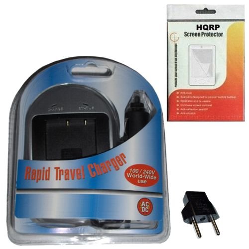 HQRP Wall Rapid Travel Battery Charger Kit for Olympus X-875, X-855, X-845, X-835, X-800 Digital Camera Camera + LCD Protector