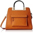 MG Collection Krista Structured Handle Tote Shoulder Bag, Brown, One Size