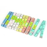 uxcell　巻き尺　柔軟　測量テープ　服ルーラー　150cm長　混む色　1.2cm幅　裁縫用　12個