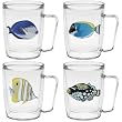 Aquarium Fish 18 oz Insulated Coffee Mug Set, Clear, (4 designs)