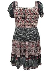 Empire   Waistline Short Short Sleeves Rayon General Print Peasant Dress/Mini Dress 