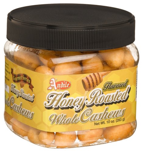 Andile Honey Roasted Whole Cashews, 10-Ounce Container (Pack of 3) by Cashews Honey Roasted