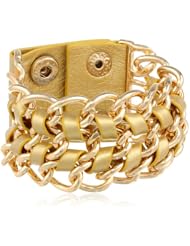 Leather and Chain Snap Bracelet, 7"