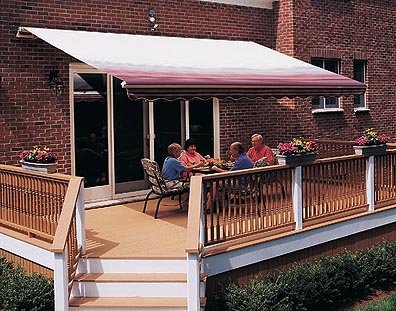 Sunsetter Retractable Awning - Motorized Pro 15ft. (Burgundy Stripe) (15' wide x 10' extension)