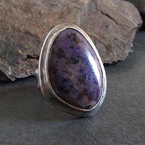 Sterling silver russian charoite ring // size 6