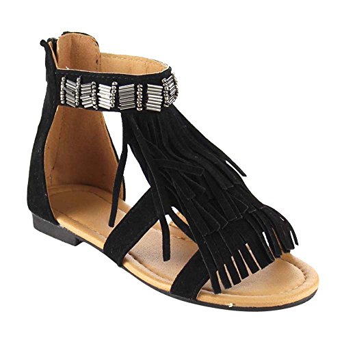 GB65 Girl's Tassels Deco Ankle Strap Sandals