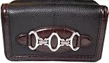Brighton Authentic Hillcrest T41549 Black Pebble Grain Leather with Brown Moc Croc Leather Organizer Purse Handbag Clutch