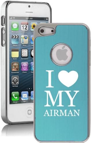 Apple iPhone 5c Aluminum Plated Chrome Hard Back Case Cover Love My Airman Airforce (Light Blue)