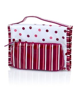2 Piece Stripe & Spot Cosmetic Bag Set