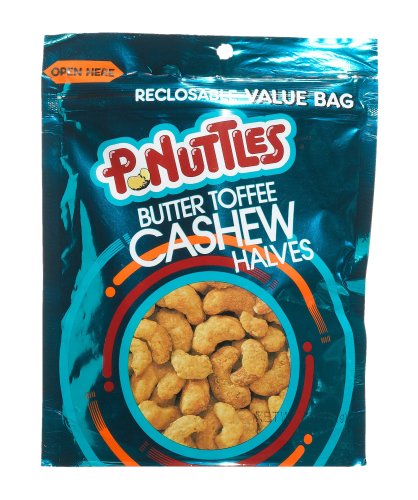 P-Nuttles Butter Toffee Cashew Halves, 6-Ounce Bags (Pack of 12) by P-nuttles